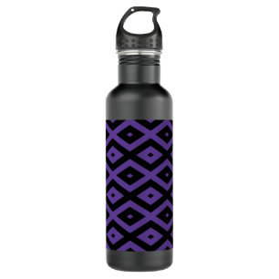 Violet and black diamond pattern stainless steel water bottle