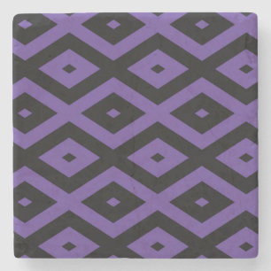 Violet and black diamond pattern stone coaster