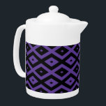 Violet and black diamond pattern teapot<br><div class="desc">Violet and black diamond pattern</div>