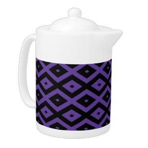 Violet and black diamond pattern teapot