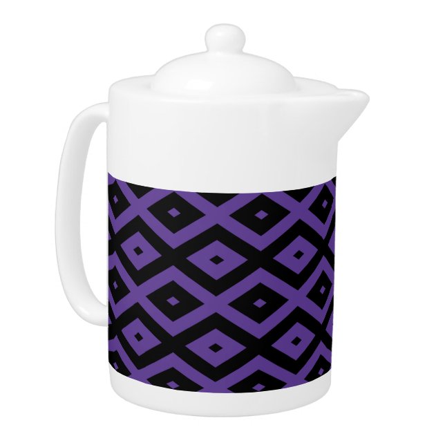 Violet and black diamond pattern teapot (Left)