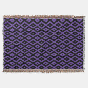Violet and black diamond pattern throw blanket