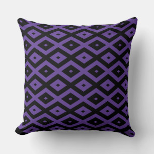 Violet and black diamond pattern throw pillow