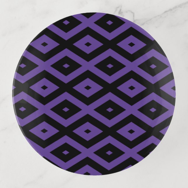 Violet and black diamond pattern trinket tray (Front)