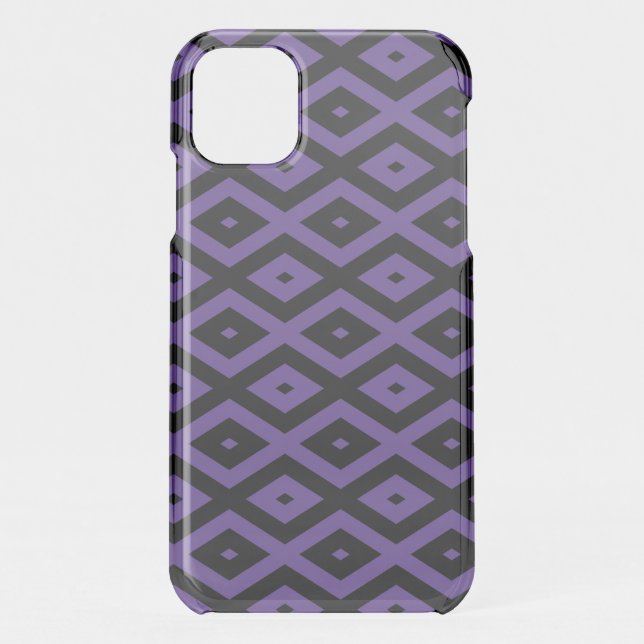 Violet and black diamond pattern uncommon iPhone case (Back)