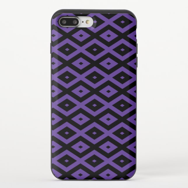 Violet and black diamond pattern uncommon iPhone case (Back)