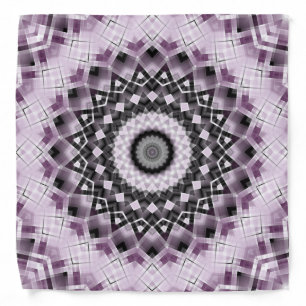 Violet and Black Geometric Mandala Pattern Design Bandana