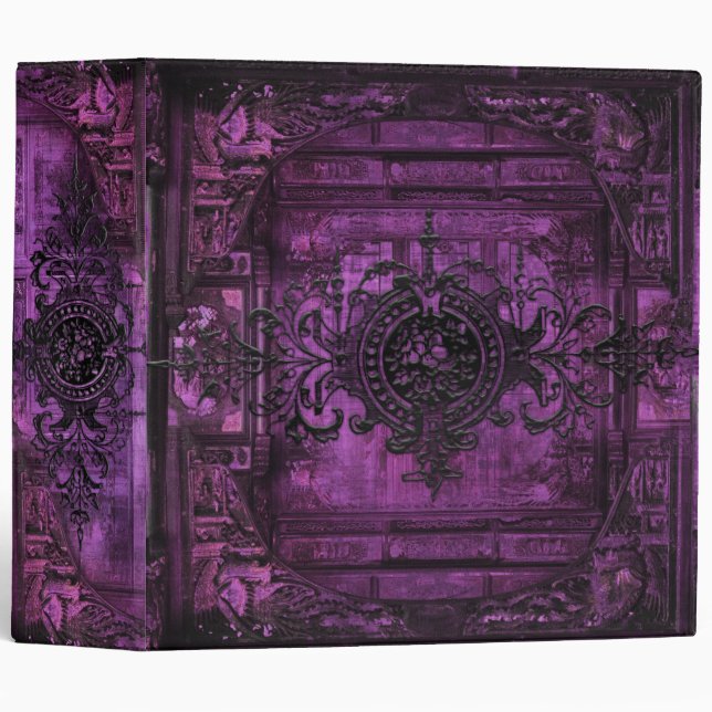 Violet and Black Gothic Victorian Ancient Tome 3 Ring Binder (Front/Spine)