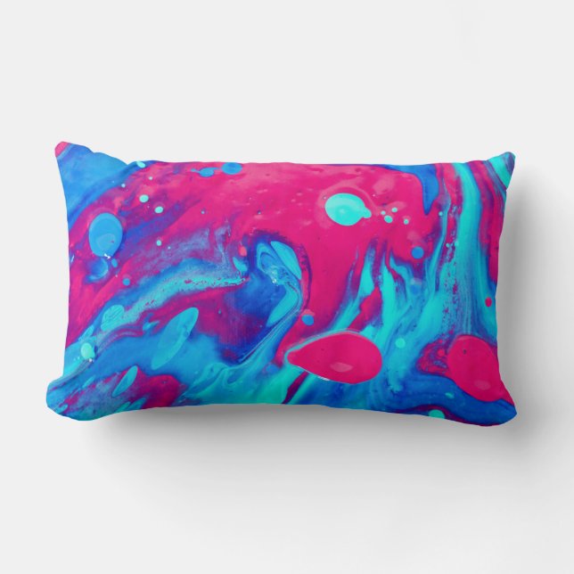 Violet and blue abstract painting lumbar pillow (Front)