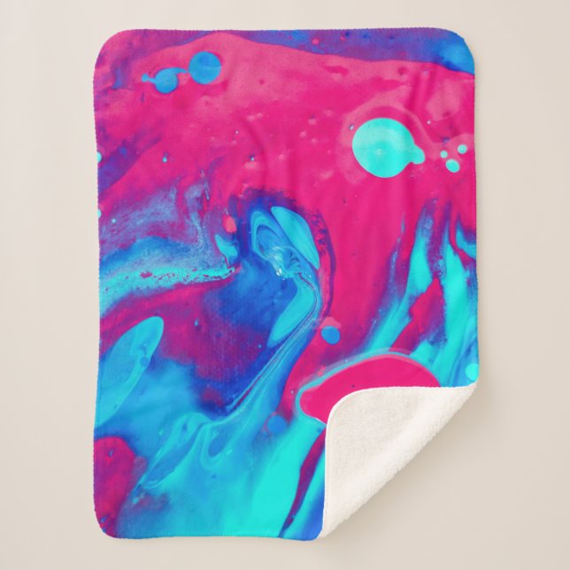 Violet and blue abstract painting sherpa blanket (Front)