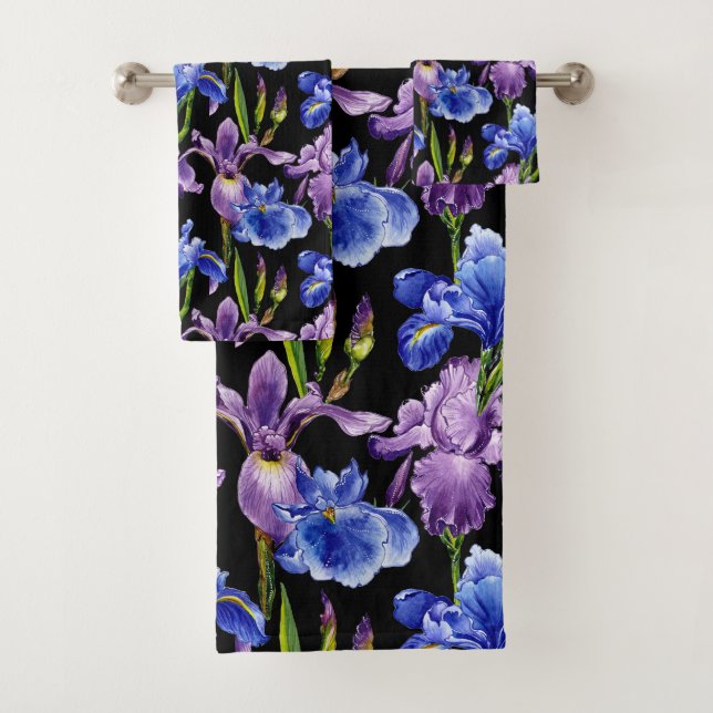 Violet And Blue Iris's Bath Towel Set (Insitu)