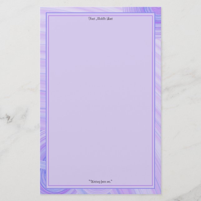 Violet and Blue Line Borders Personalized Stationery (Front)