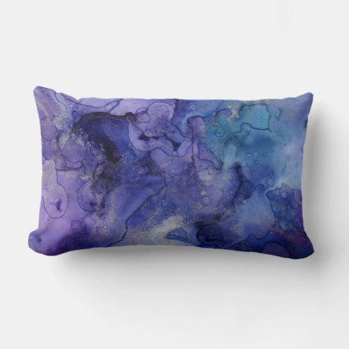 Violet and Blue Watercolor Lumbar Lumbar Pillow