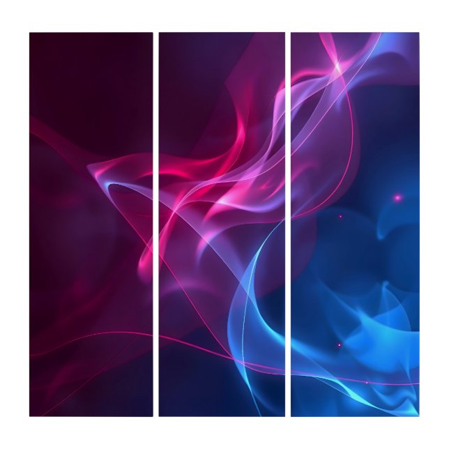 Violet and Blue Wispy Abstract Triptych (Front)