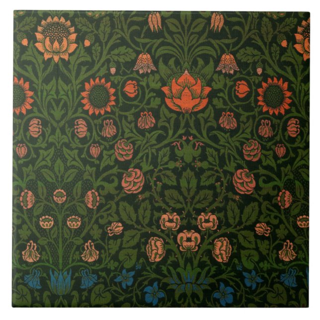 Violet and Columbine (by William Morris) Ceramic Tile (Front)