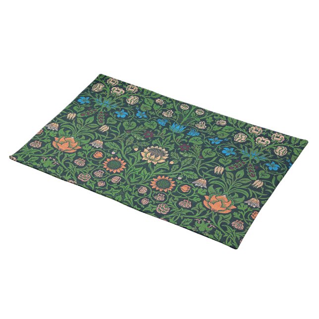 Violet and Columbine, William Morris Cloth Placemat (On Table)