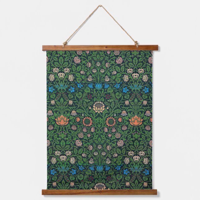 Violet and Columbine, William Morris Hanging Tapestry (Front)