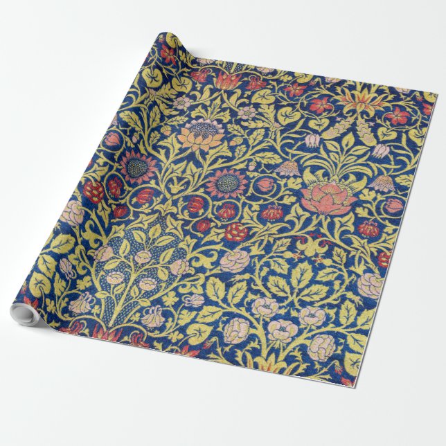 Violet and Columbine, William Morris Wrapping Paper (Unrolled)