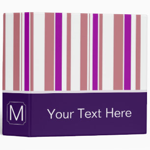Violet and Coral Trendy Stripes Pattern 3 Ring Binder