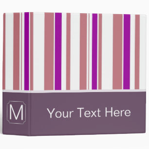Violet and Coral Trendy Stripes Pattern Binder