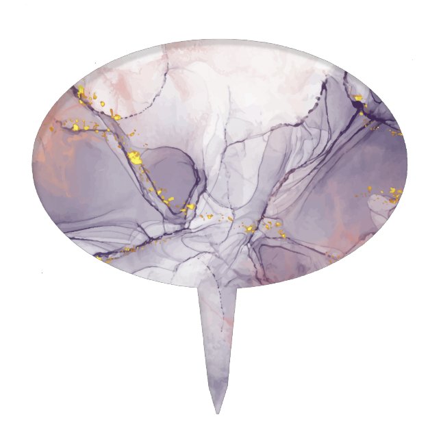 Violet and Gold Marble Cake Topper (Front)