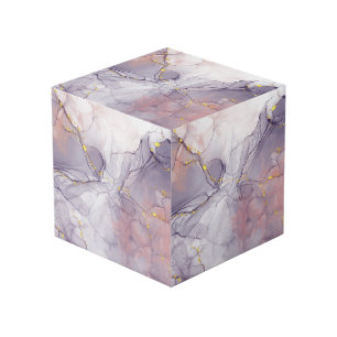 Violet and Gold Marble Cube