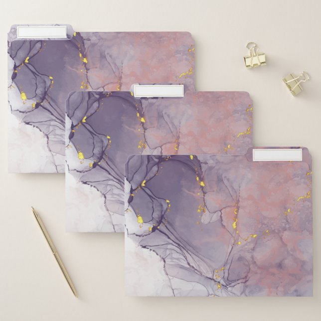 Violet and Gold Marble File Folder (Set)