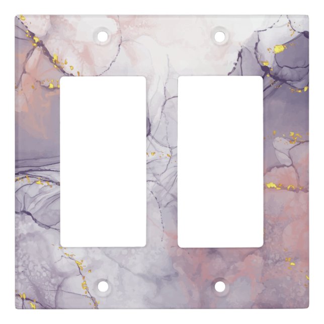 Violet and Gold Marble Light Switch Cover (Front)