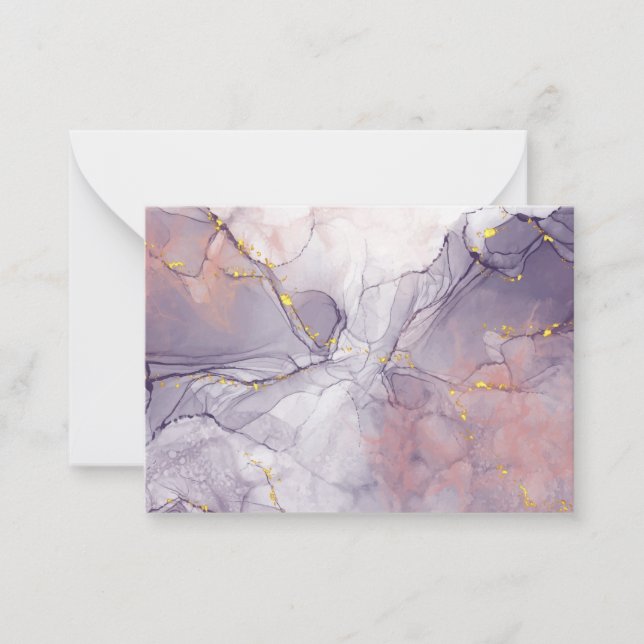 Violet and Gold Marble Note Card (Front)
