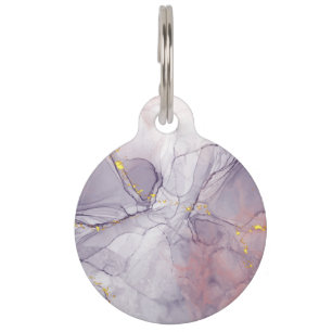 Violet and Gold Marble Pet ID Tag