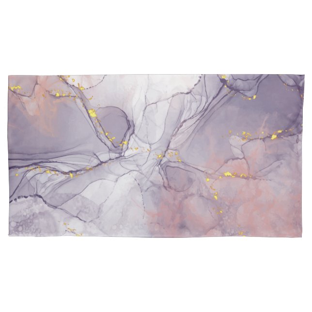 Violet and Gold Marble Pillow Case (Front)