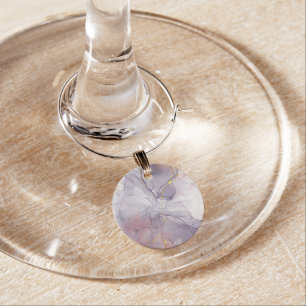 Violet and Gold Marble Wine Charm