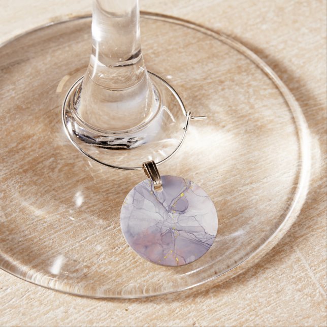 Violet and Gold Marble Wine Charm (In Situ)