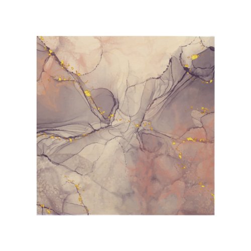 Violet and Gold Marble Wood Wall Art