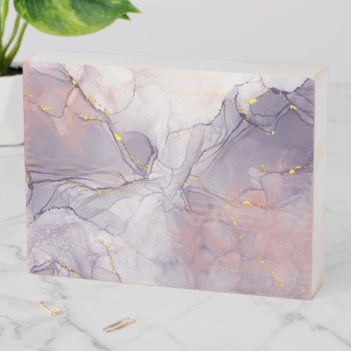 Violet and Gold Marble Wooden Box Sign