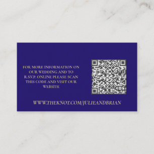 Violet and Gold Pattern Photo Wedding RSVP QR Code Enclosure Card