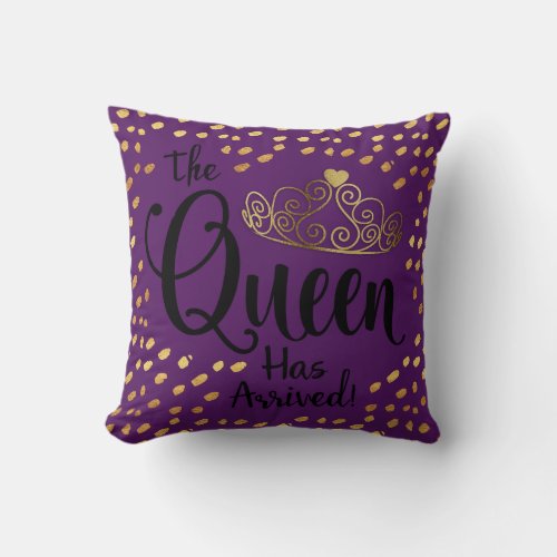 Violet and Gold Queen Tiara Decorator Pillow