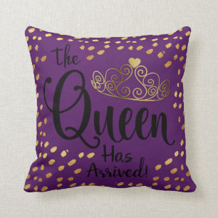 Violet and Gold Queen Tiara Decorator Pillow
