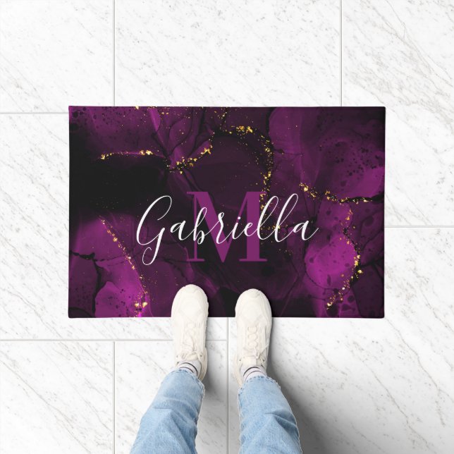 Violet and Golden Marble Doormat (Indoor)