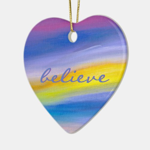 Violet and Golden Ray Abstract Ceramic Ornament