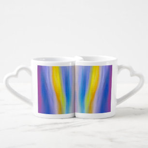 Violet and Golden Ray Abstract Coffee Mug Set