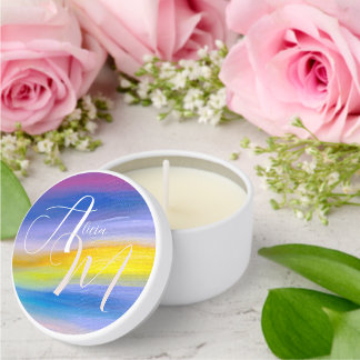Violet and Golden Ray Abstract Mini Candle Favors