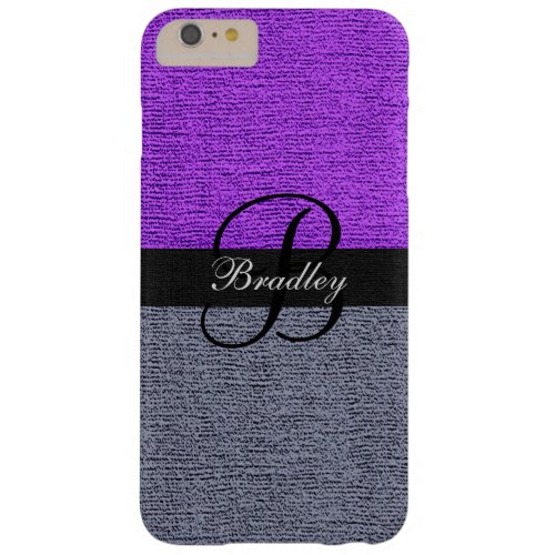 Violet and Gray Elegant Monogram Barely There iPhone 6 Plus Case