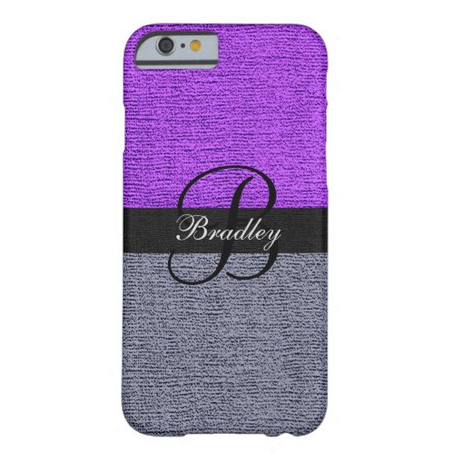 Violet and Gray Elegant Monogram Barely There iPhone 6 Case