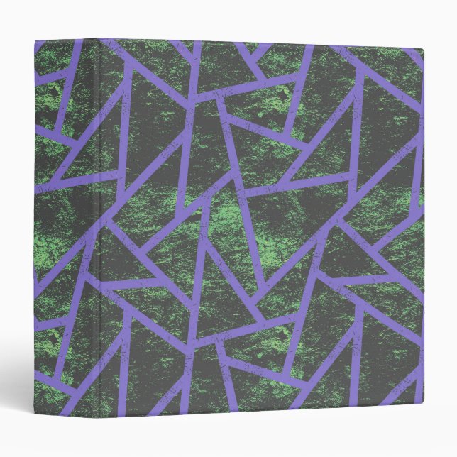 Violet and green mosaic pattern 3 ring binder (Front/Spine)
