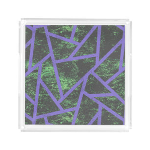 Violet and green mosaic pattern acrylic tray