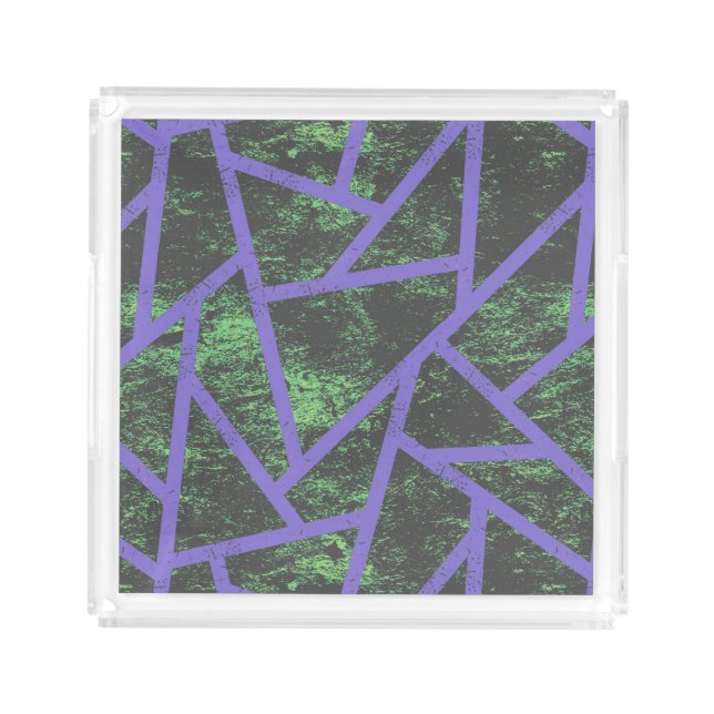 Violet and green mosaic pattern acrylic tray (Front)