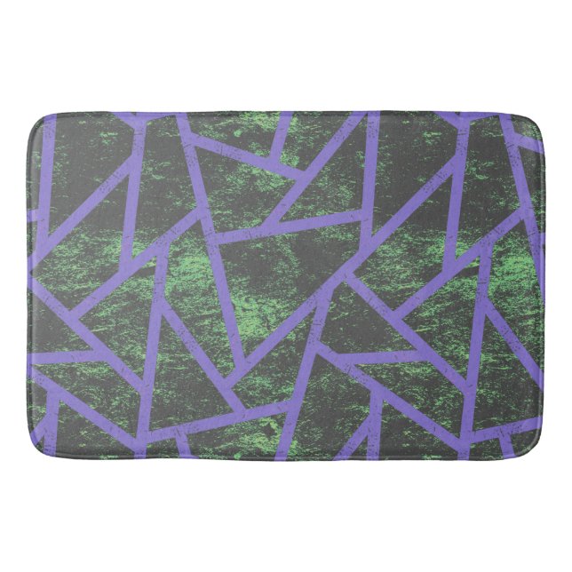 Violet and green mosaic pattern bath mat (Front)