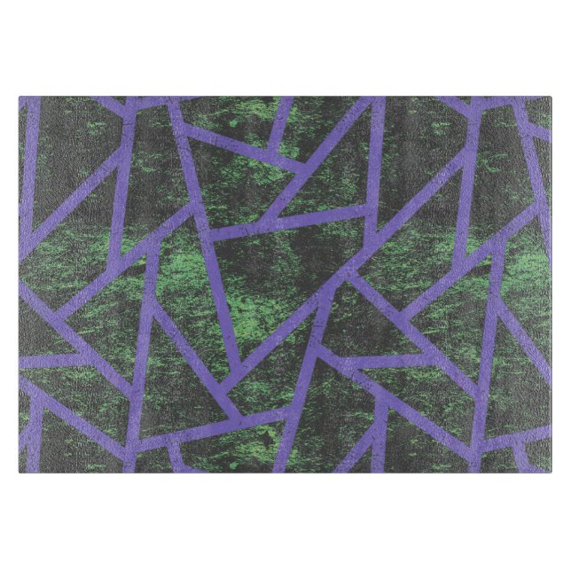 Violet and green mosaic pattern cutting board (Front)