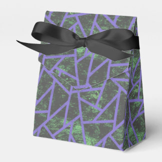 Violet and green mosaic pattern favor boxes